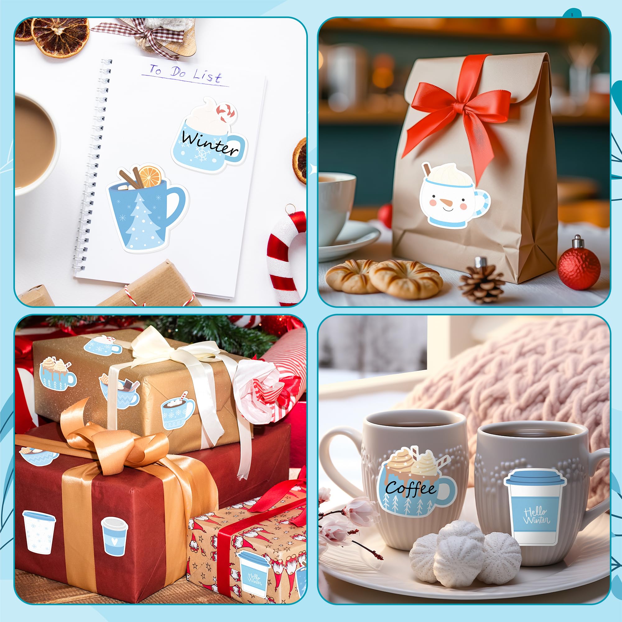 ANGOLIO Winter Coffee Cup Sticky Notes - 30 Pack Coffee Cup Self-Stick Note Pads Winter Holiday Latte Lover Writing Memo Notes Office School Classroom Rewards Gift for Kids Adults Student Party Favors - Image 6