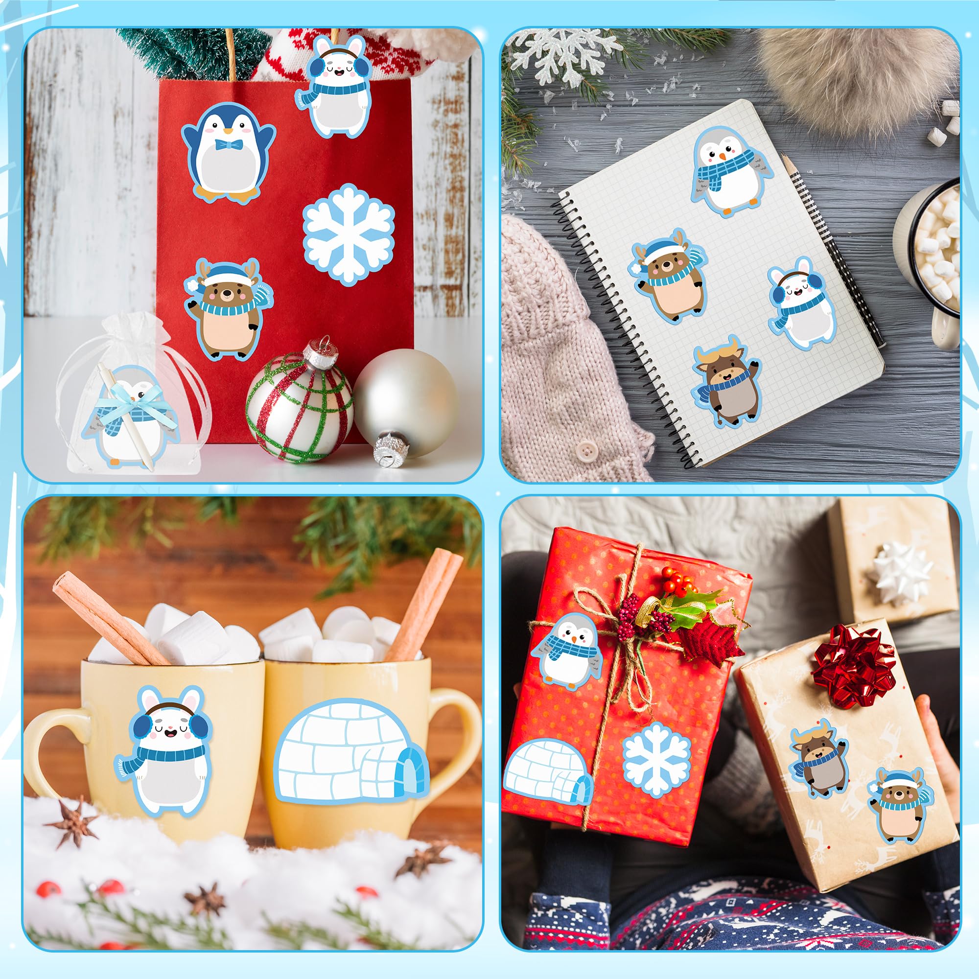 ANGOLIO Winter Polar Animals Sticky Notes with Pens - 24 Sets Christmas Arctic Animals Self-Stick Notepads Holiday Penguin Bear Writing Memo Notes Classroom Office Home Party Favor for Kid Adult Gift - Image 6