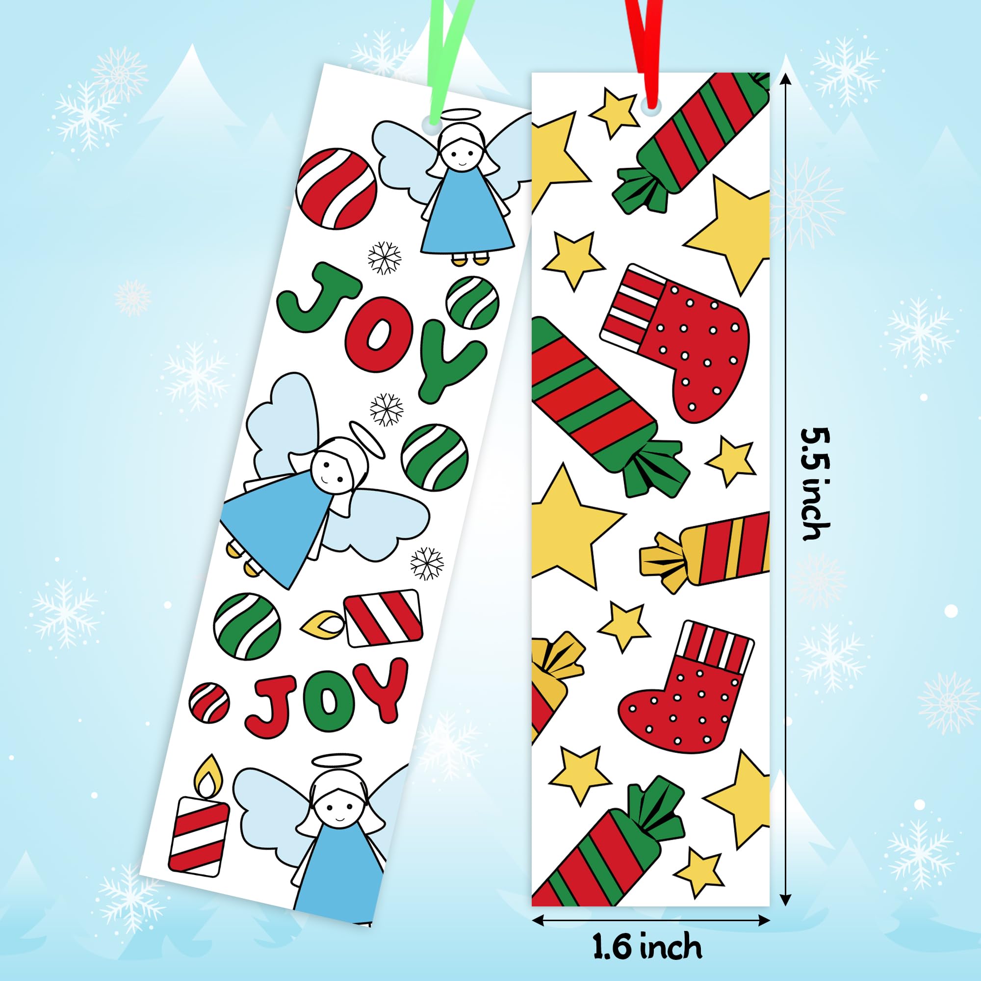Color Your Own Bookmarks,Kids DIY Coloring Christmas Party Bookmarks Game Prize Art Craft Supplies Birthday Goodie Bag Fillers Classroom Reading Club Rewards (Christmas Candy) - Image 3