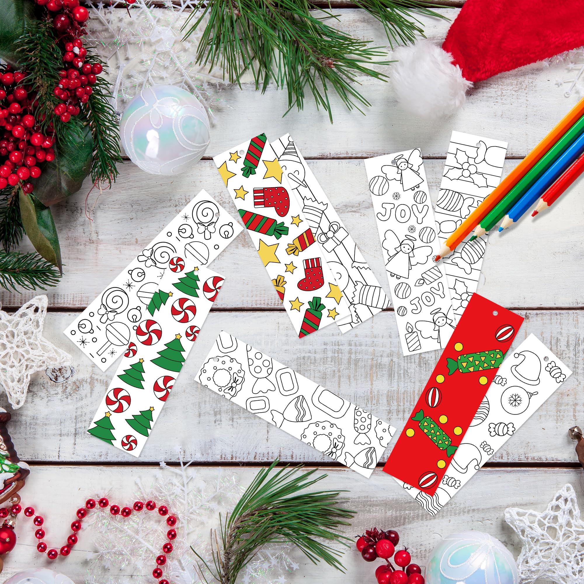Color Your Own Bookmarks,Kids DIY Coloring Christmas Party Bookmarks Game Prize Art Craft Supplies Birthday Goodie Bag Fillers Classroom Reading Club Rewards (Christmas Candy) - Image 5