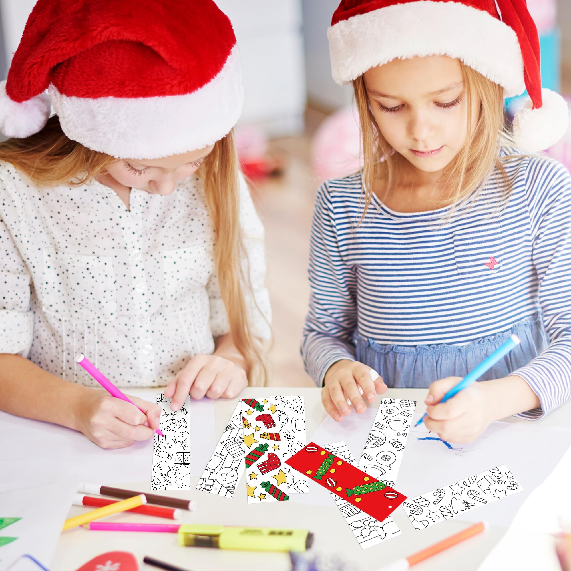 Color Your Own Bookmarks,Kids DIY Coloring Christmas Party Bookmarks Game Prize Art Craft Supplies Birthday Goodie Bag Fillers Classroom Reading Club Rewards (Christmas Candy) - Image 6